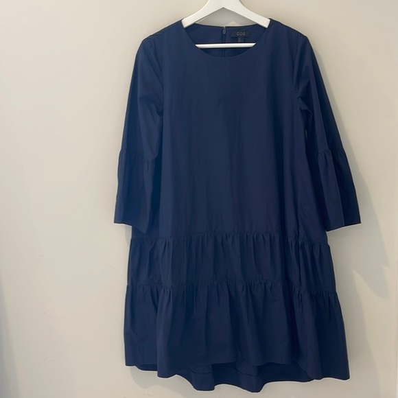 COS A-Line Dress With Gathered Seams / Size 8 / Navy - Picture 5 of 9